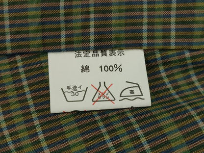 平和屋着物▽男性　紬　単衣　横段文　綿　AABJ8736st