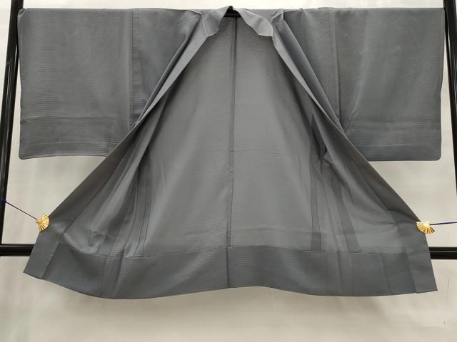 平和屋着物▽男性　羽織　スリーシーズン　春夏秋　塵除け　薄鼠色　高島屋扱い　正絹　逸品　AABJ8740st