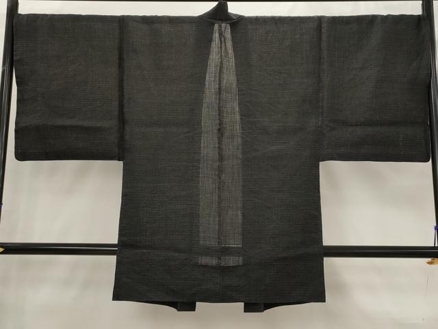 平和屋着物▽男性　羽織　スリーシーズン　春夏秋　塵除け　黒地　麻　AABJ8741st