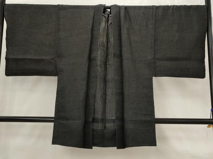 平和屋着物▽男性　羽織　スリーシーズン　春夏秋　塵除け　黒地　麻　AABJ8741st