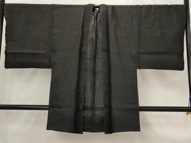 平和屋着物▽男性　羽織　スリーシーズン　春夏秋　塵除け　黒地　麻　AABJ8741st