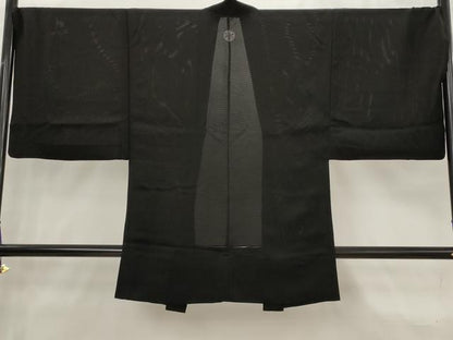 平和屋着物▽男性　黒紋付　羽織　スリーシーズン　春夏秋　塵除け　正絹　逸品　AABJ8744st