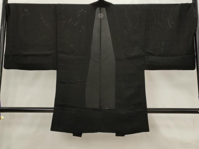 平和屋着物▽男性　黒紋付　羽織　スリーシーズン　春夏秋　塵除け　正絹　逸品　AABJ8744st