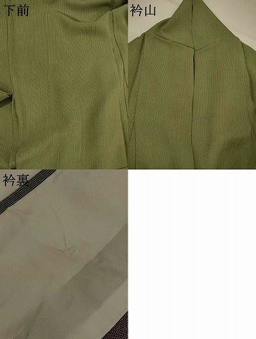 平和屋着物▽江戸小紋　単衣　万筋　白色×老竹色　正絹　逸品　AABJ8747st