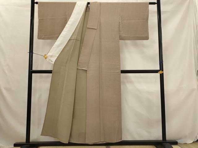 平和屋着物▽伝統工芸士　廣瀬雄望　江戸小紋　単衣　万筋　白茶色×黒茶色　正絹　逸品　AABJ8748st