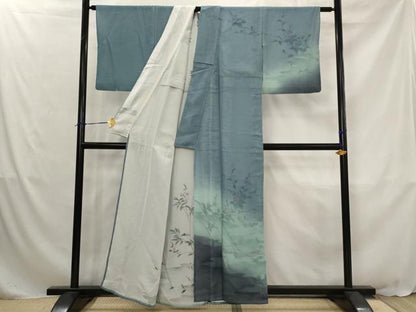 平和屋着物▽訪問着　無双　紗袷　紗×絽　手描き　枝花文　暈し染め　金彩　正絹　逸品　AABJ8750st