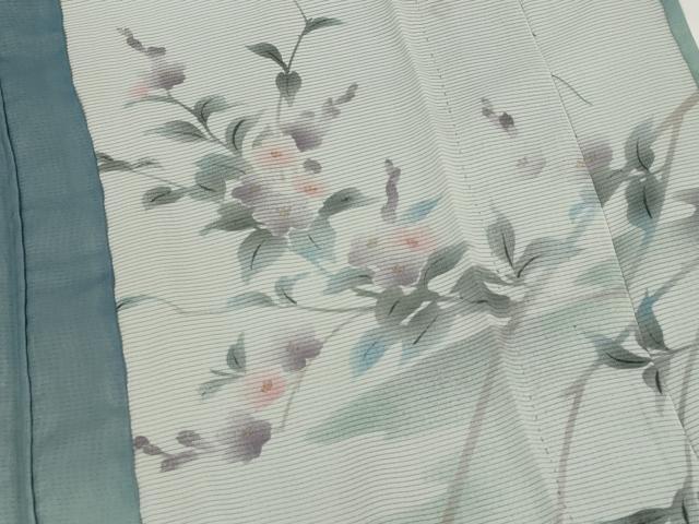 平和屋着物▽訪問着　無双　紗袷　紗×絽　手描き　枝花文　暈し染め　金彩　正絹　逸品　AABJ8750st