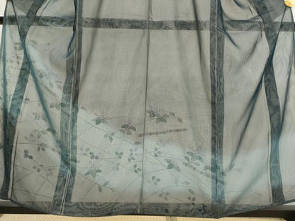 平和屋着物▽訪問着　無双　紗袷　紗×紗　手描き　草花文　暈し染め　正絹　逸品　AABJ8751st