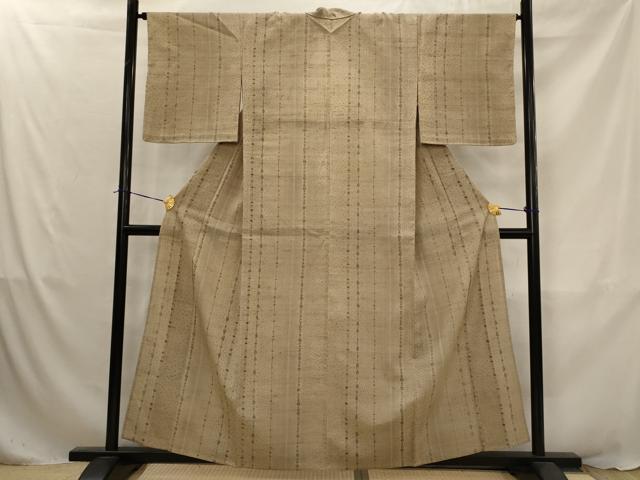 平和屋着物▽生紬　単衣　間道　正絹　逸品　AABJ8755st