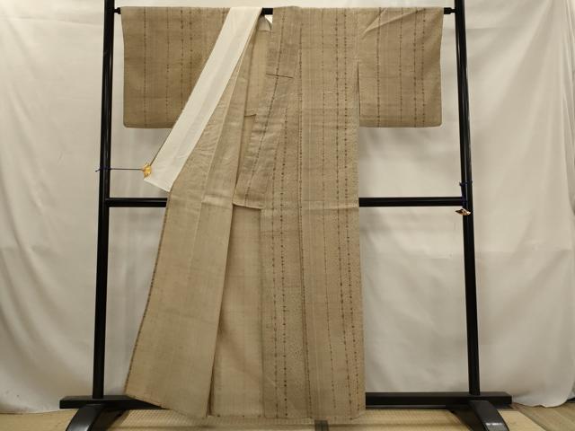 平和屋着物▽生紬　単衣　間道　正絹　逸品　AABJ8755st