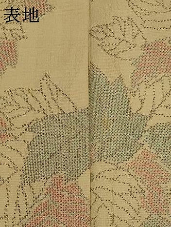 平和屋着物▽本塩沢　単衣　舞葉文　正絹　逸品　AABJ8760st