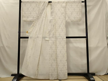 平和屋着物▽上質な小紋　単衣　十字文様　AABJ8762st