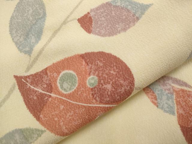 平和屋着物▽小紋　単衣　枝葉文　洗える着物　AABJ8763st