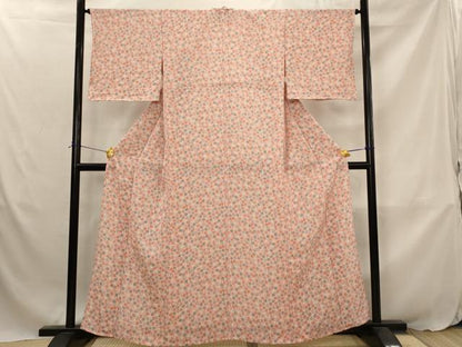 平和屋着物▽上質な小紋　単衣　花尽くし　正絹　逸品　AABJ8764st