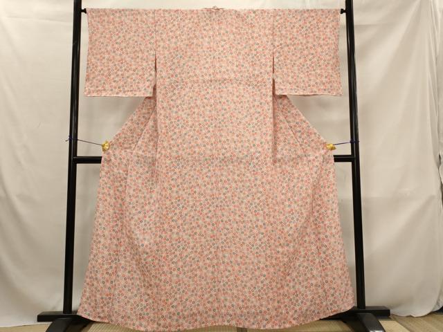 平和屋着物▽上質な小紋　単衣　花尽くし　正絹　逸品　AABJ8764st