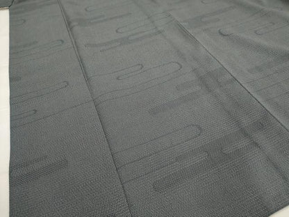 平和屋着物▽本塩沢　単衣　110亀甲　エ霞文　正絹　逸品　AABJ8765st