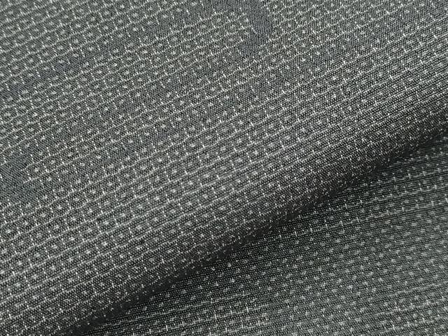 平和屋着物▽本塩沢　単衣　110亀甲　エ霞文　正絹　逸品　AABJ8765st