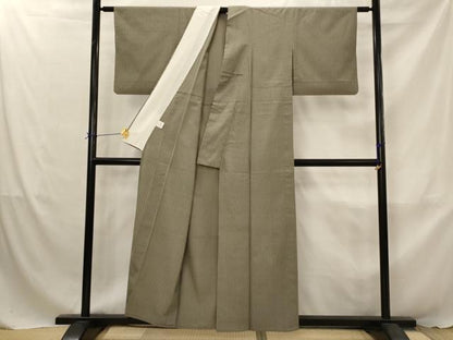 平和屋着物▽本塩沢　単衣　縞　証紙付き　正絹　逸品　AABJ8766st