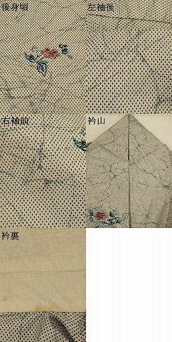 平和屋着物▽上質な小紋　単衣　紬地　草花文　正絹　逸品　AABJ8768st