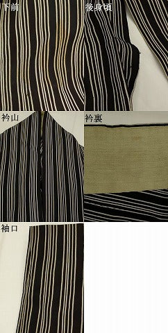 平和屋着物▽お召　単衣　間道　正絹　逸品　AABJ8771st
