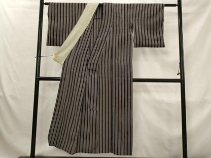 平和屋着物▽お召　単衣　間道　正絹　逸品　AABJ8771st