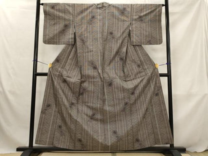 平和屋着物▽本場大島紬　単衣　9マルキ　番傘　正絹　逸品　AABJ8772st