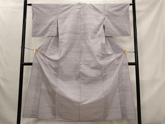 平和屋着物▽上質な紬　単衣　色無地　霞文　正絹　逸品　AABJ8776st