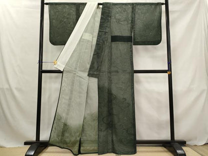 平和屋着物▽訪問着　無双　紗袷　紗×紗　流水文　暈し染め　金彩　正絹　逸品　AABJ8778st