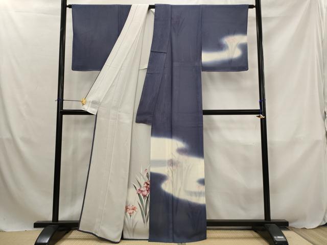 平和屋着物▽訪問着　無双　紗袷　紗×絽　手描き　草花文　暈し染め　正絹　逸品　AABJ8779st