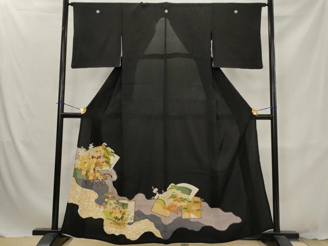 平和屋着物＊夏物　黒留袖　絽　駒刺繍　松竹梅御所車文　正絹　逸品　AABJ8781st
