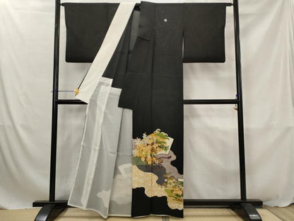 平和屋着物＊夏物　黒留袖　絽　駒刺繍　松竹梅御所車文　正絹　逸品　AABJ8781st