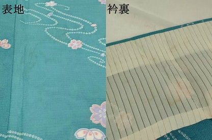 平和屋着物＊夏物　小紋　絽　流水舞桜文　洗える着物　AABJ8787st