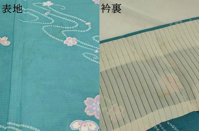 平和屋着物＊夏物　小紋　絽　流水舞桜文　洗える着物　AABJ8787st