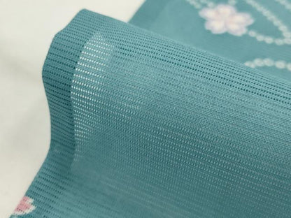 平和屋着物＊夏物　小紋　絽　流水舞桜文　洗える着物　AABJ8787st