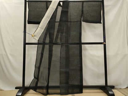 平和屋着物＊夏物　本場大島紬　夏大島　風景文　正絹　逸品　AABJ8789st