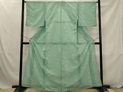 平和屋着物＊夏物　小紋　絽　舞花文　洗える着物　AABJ8790st