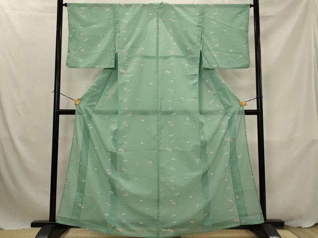 平和屋着物＊夏物　小紋　絽　舞花文　洗える着物　AABJ8790st