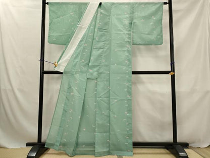 平和屋着物＊夏物　小紋　絽　舞花文　洗える着物　AABJ8790st