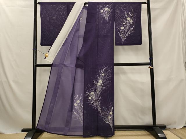 平和屋着物＊夏物　訪問着　絽　草花文　銀彩　洗える着物　AABJ8795st