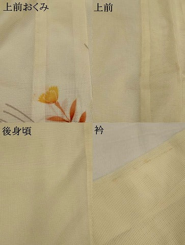 平和屋着物＊夏物　訪問着　絽　草花文　金彩　洗える着物　AABJ8796st