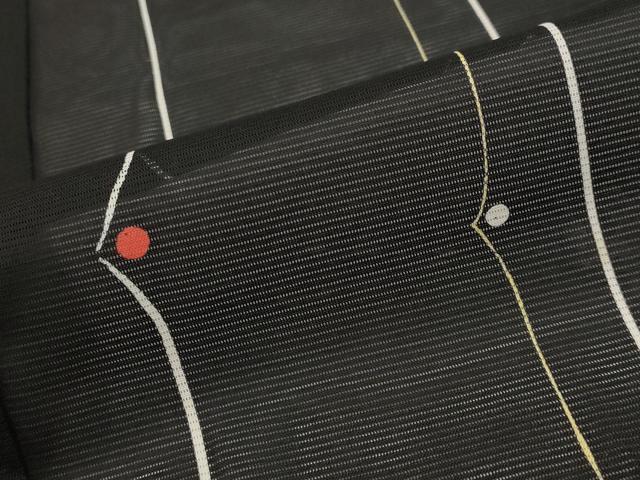平和屋着物＊夏物　小紋　絽　間道　黒地　洗える着物　AABJ8801st