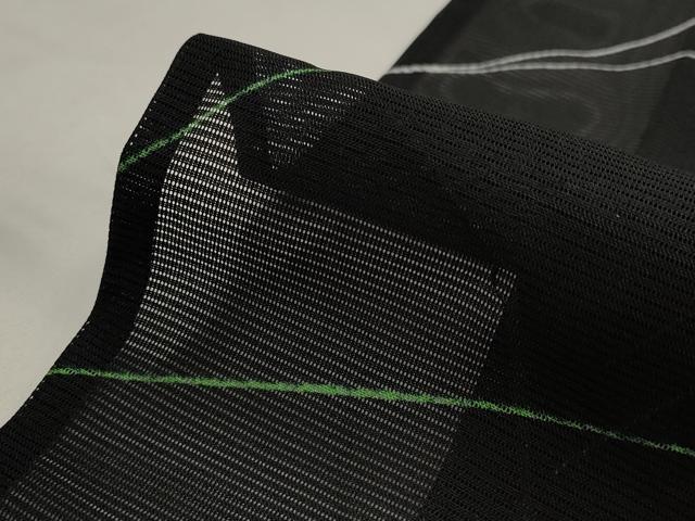 平和屋着物＊夏物　小紋　絽　幾何学文様　黒地　洗える着物　AABJ8802st
