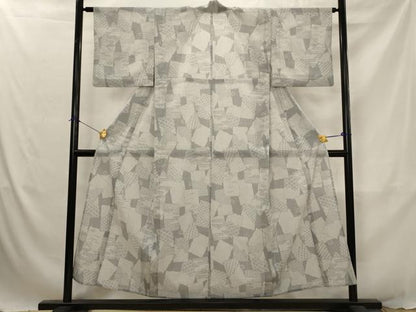 平和屋着物＊夏物　小紋　紗　色紙重ね文様　洗える着物　AABJ8803st