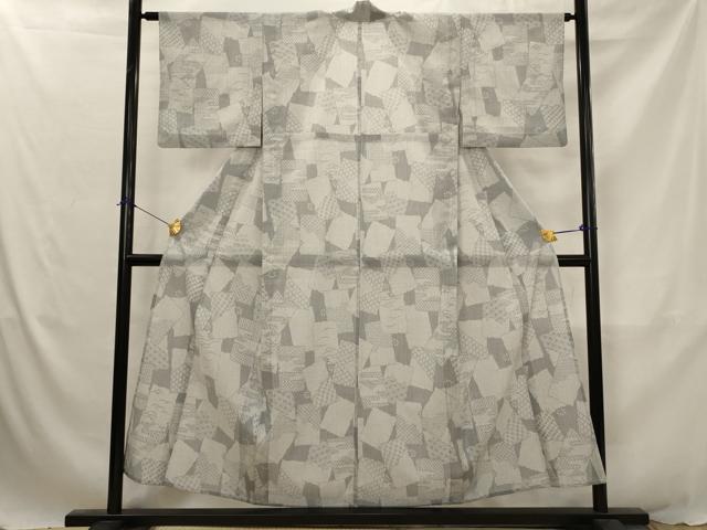 平和屋着物＊夏物　小紋　紗　色紙重ね文様　洗える着物　AABJ8803st
