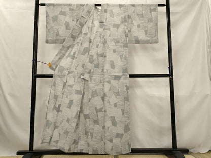 平和屋着物＊夏物　小紋　紗　色紙重ね文様　洗える着物　AABJ8803st