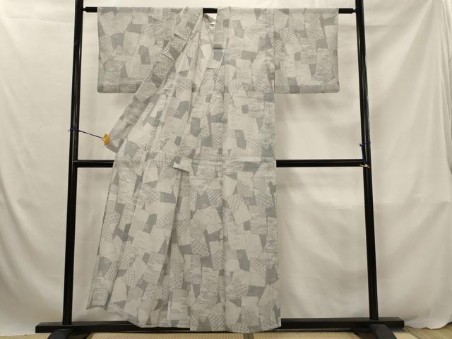 平和屋着物＊夏物　小紋　紗　色紙重ね文様　洗える着物　AABJ8803st