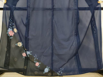 平和屋着物＊夏物　訪問着　絽　舞花文　暈し染め　金彩　洗える着物　AABJ8804st