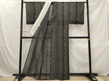 平和屋着物＊夏物　本場大島紬　夏大島　雪輪間道　正絹　逸品　AABJ8808st