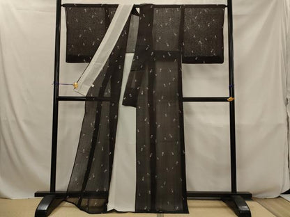 平和屋着物＊夏物　小紋　生紬　紗　蝉　正絹　逸品　AABJ8811st