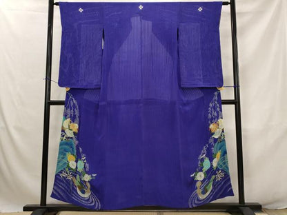 平和屋着物＊夏物　中国三大刺繍　相良刺繍　アンティーク　大正ロマン　色留袖　縦絽　両褄　手描き　鴛鴦文　正絹　逸品　AABJ8817st